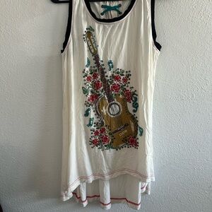 Double D Ranch Cream Floral Guitar Tank Top